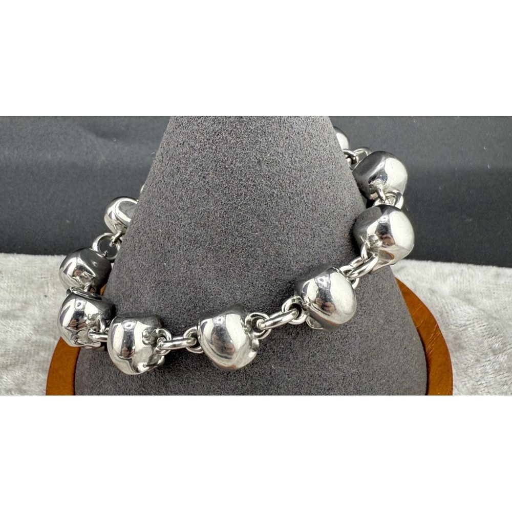 Skull Charm‎ Bracelet Goth Steampunk Silver Tone 6"